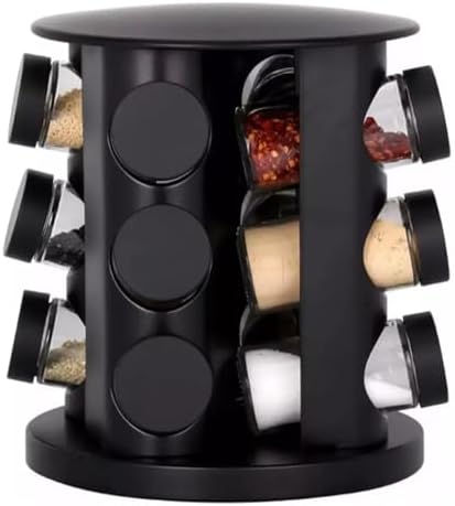 Porta Condimentos Giratório Com 9 Potes Preto