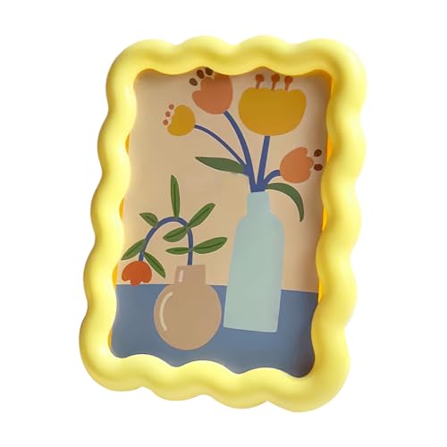 Marco de fotos de escritorio | Marco de fotos decorativo amarillo, adorno decorativo para exhibición de mesa, decoración del hogar para boda, dormitorio, escritorio, granja, habitación de los niños