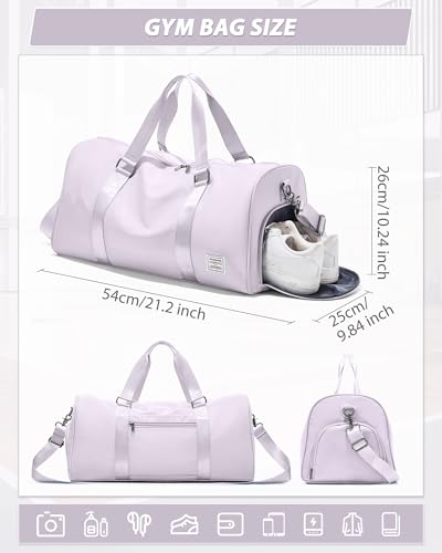 Image of Travel Duffle Bag,Weekender Overnight Bags for Women with Shoes Compartment,Tote Gym Bag Personal Item Carry On Bag for Travel Business Trips Sport Hospital Dance Purple