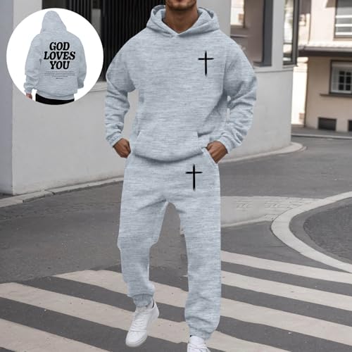 Men's Tracksuit 2 Piece God Loves You Christian Faith Hoodies Sweatshirts and Jogging Sweatsuits Sets Gym Sweat Suits4