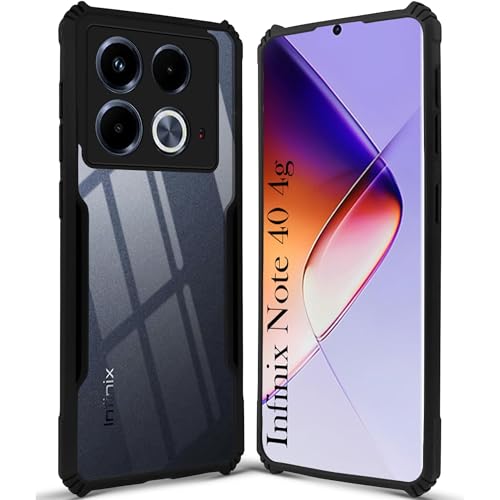 Image of Jkobi Back Case Cover for Infinix Note 40 (Polycarbonate with Shockproof Clear Panel | Crystal Glass Back | Camera Protection | Black)