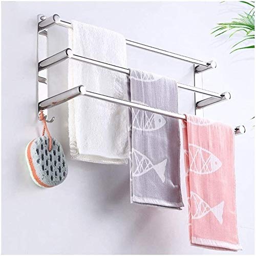Porte-serviettes mural 50cm en acier 304 idéal pour salle de bains familiale