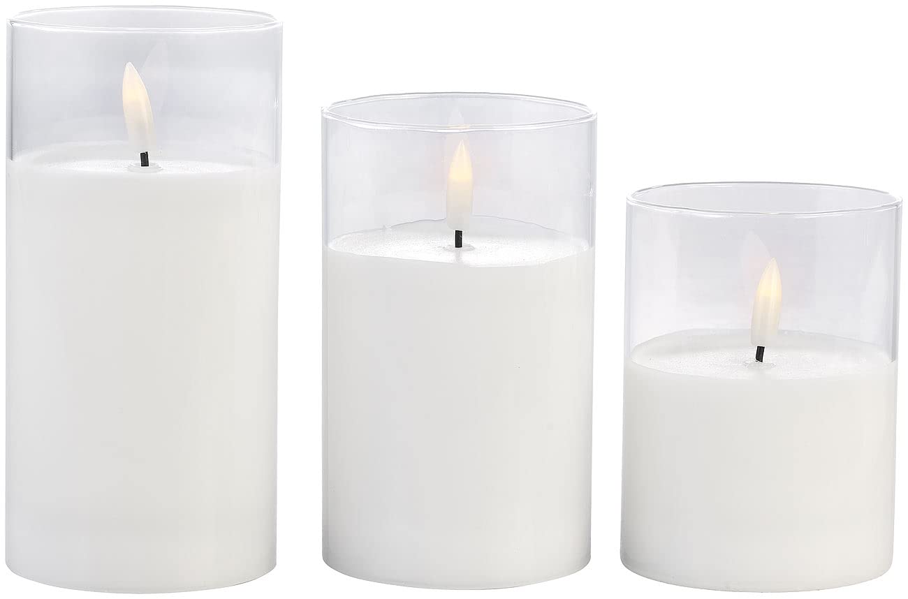 candele a led con telecomando: Set da 6 Candele LED in cera vera, con telecomando, diverse dimensioni, in vetro acrilico (realistiche, elettriche a cera, dimmer)