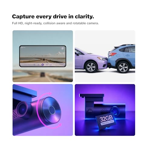 Image of JioEyeQ Dashcam (2026) with GPS |1080p Camera | 140 Ultrawide FOV | AI Pedestrian Detection | 32GB Micro SD Included | Night Vision| Emergency Recording | Collision Detection | Built in Wi-fi & Mic