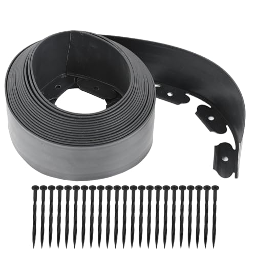 seiyishi ガーデンフェンス 芝の根止め ガーデンエッジ 花壇の土止め L字型 ガーデニング 花壇 柵 フリーデザインエッジ 人工芝の仕切り 園芸用品 砂利と土の仕切り 土留め 雑草防止シート 庭造り 設置簡単 家庭菜園 庭造り (ブラック, 10cm*10m)