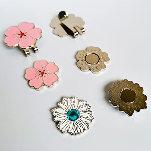 Eshan Magnetic Golf Ball Markers And Novelty Golf Hat Clip Set Flower Shape Clip Crystal Flower Ball Markers Golf Bag Accessories Court Gift For Men Women Golfer #TOP3