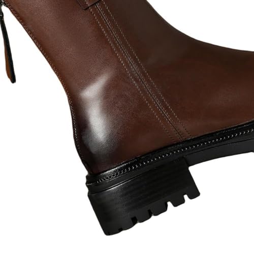 TinaCus Women's Handmade Genuine Leather Round Toe Back Zipper Platform Chelsea Boots Ankle Boots3