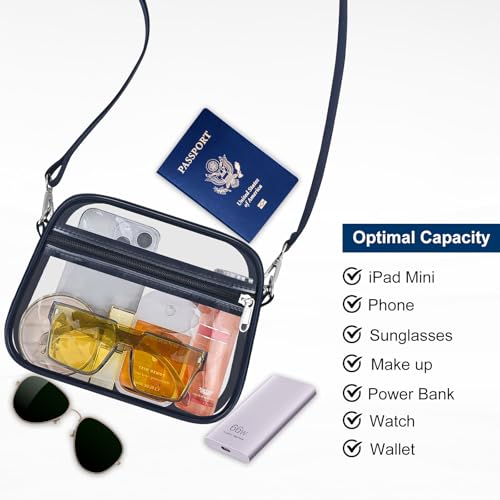 Image of Clear Bag for Stadium Events Clear Sports Fan Handbags Purses with Adjustbale Strap for Concerts Festivals Game Day