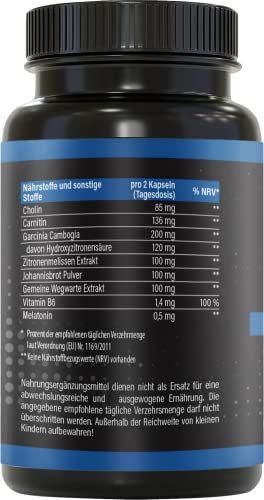 BRNR DARK BRNR Nacht-Formel mit Melatonin und L-Carnitin, Stoffwechsel-Rezeptur mit Cholin und Vitamin B6, 120 Kapseln
