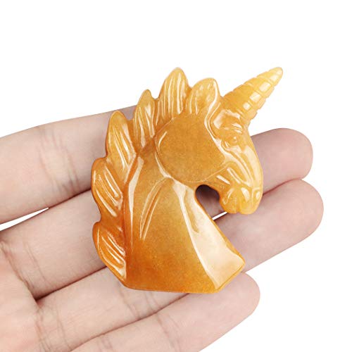 Artistone 2" Yellow Jade Crystal Unicorn Figurines Ornament Carved Gemstone Magical Unicorn Shape Statue Sculpture Reiki Healing Stones Home Decor #TOP3