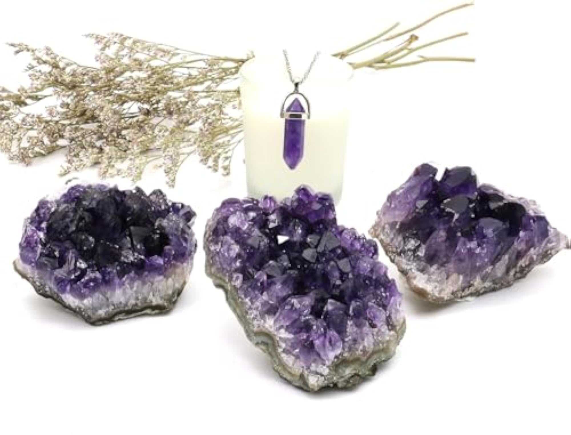 Amethyst Crystals, Clusters, and Natural Geode Cave Stones