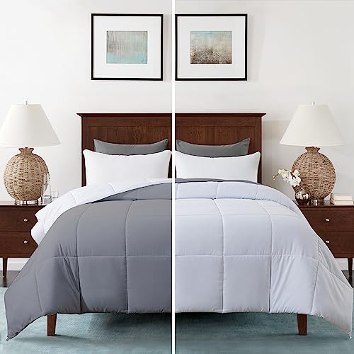 Image of Razzai Restful Sleep Microfiber Summer Season Ac Reversible Comforter 220 GSM (90 inch x 90 inch Inches /228cm x 228cm) - Queen Size Comforter|Silver /White|