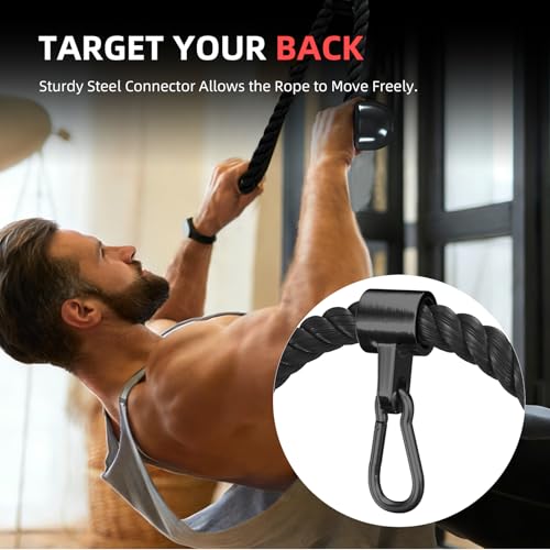 Tricep Rope Cable Attachment- 36 Inch Heavy Duty Tricep Rope for Cable Machine,Gym Rope Attachment for Tricep Pushdowns & Face Pulls,Durable Nylon Cable Rope Attachments for Home Gym & Commercial Use — view 4