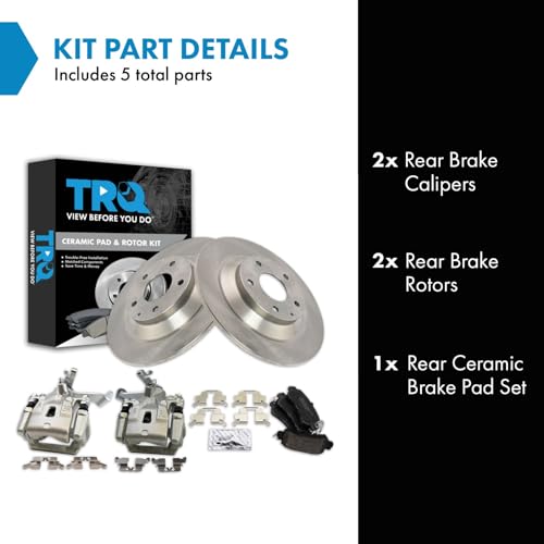 Image of TRQ Rear Brake Pad and Rotor Set Ceramic Rotors Calipers | For 2013-2015 Mazda CX-5
