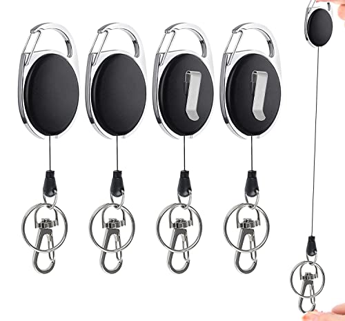 4 Stück Schlüsselanhänger Ausziehbar - Kartenhalter Karabiner Anhänger - Schlüsselband mit Karten Halter Ausweis Jojo für Kartenhalter Ausweis Schlüssel USB-Speicher Karte Cover