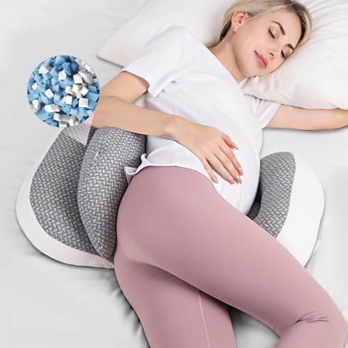 Image of Chilling Home Portable Pregnancy Pillow Memory Foam-Maternity Body Pillow for Sleeping- Multifunctional Pregnancy Wedge Pillow for Back, Belly, Ideal for Pregnant Women,with Grey Removable Cover