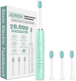 Sonic Electric Toothbrush for Adults and Kids, Rechargeable Kids Electric Toothbrush with Timer, 4 Toothbrushes Heads, 6 Mild Modes Power Toothbrush for Sensitive Teeth and Children(6Y+)