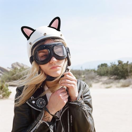 4 Stück Motorradhelm Dekorative Ohren, Katzenohren Motorradhelm Dekorative, Motorradhelm Dekorative, Motorrad Helm Katzenohren Eckdekoration, Motorradhelm Katze Ohren Aufkleber,Schwarz Helme