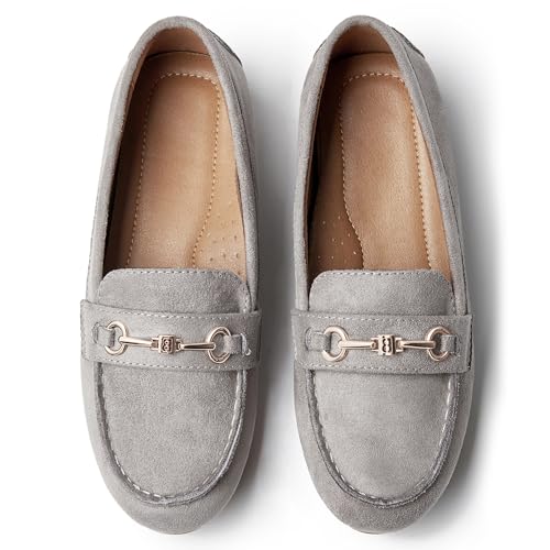 Image of Women's Wide Loafers Casual Slip on Flat Shoes Women's Comfort Penny Loafers with Arch Support Women Dressy Moccasins