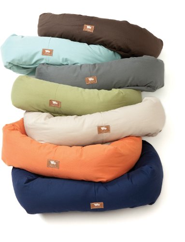 Image of West Paw Design Organic Bumper 28 by 25 Dog Stuffed Bed Organic Cotton, Basil /Stillwater, Medium