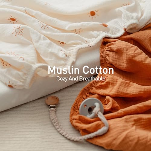 Image of Gllquen Baby Muslin Bassinet Sheets 3pk, Soft Cotton Baby Sheet 33x17 | Breathable Cozy Bassinet Mattress Sheet, Compatible with Halo Bassinest Swivel Sleeper, Snoo, Baby Delight, For Boys Girls
