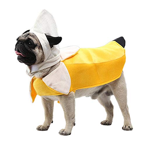 Banana Dog Costume - Funny Dog Halloween Costumes Clothes Cosplay Outfit for Small Medium Large Dogs Puppy - Halloween Christmas Dress up Accessories Birthday Parade Party