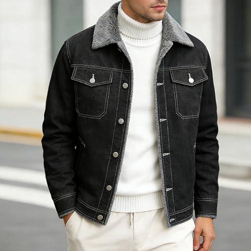 Chaqueta de denim para hombre forrada con polar miniatura 2
