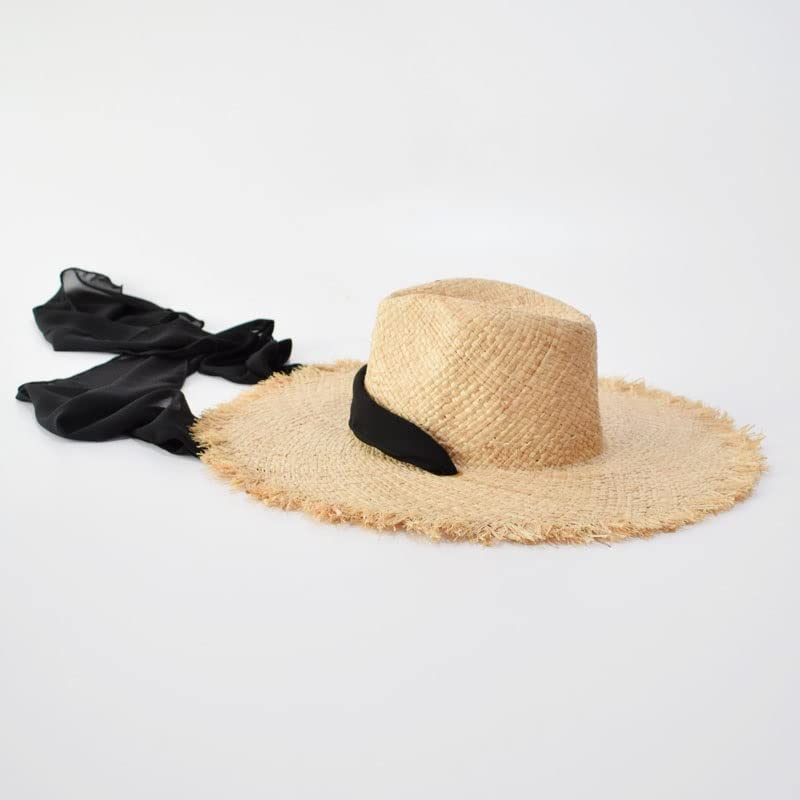 Sombreros de Rafia para Mujer Verano Correas de ala Ancha Sombreros para el Sol Sombreros de Playa