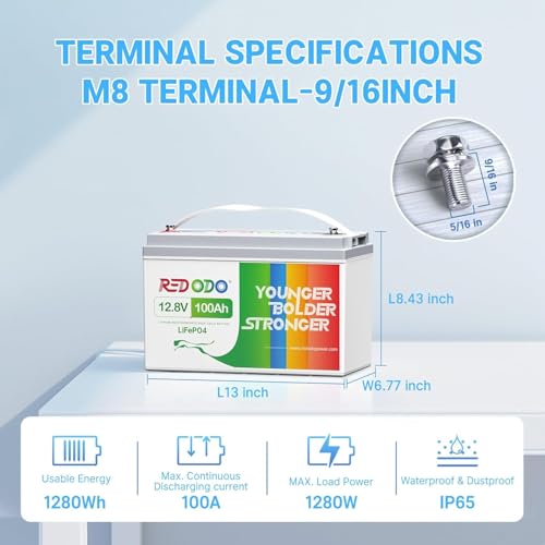 Image of Redodo 3 Pack 12V 100Ah LiFePO4 Battery, Deep Cycle Batteries with 100A BMS, Group 31 Battery for 10 Years Lifetime, 4000-15000 Cycles, Perfect for RV, Solar Home, Trolling Motor, Marine, Boat etc