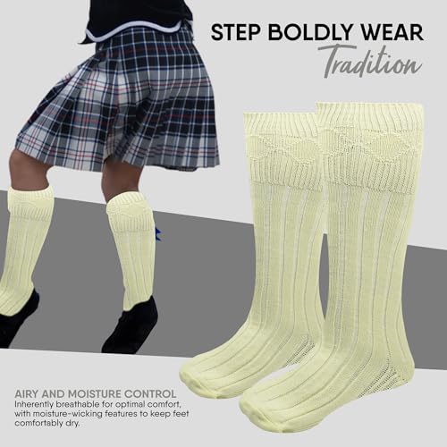 EZE Kilt Hose for men, Traditional Scottish Socks for Kilts, Ribbed Design, Pull Up To Cuff Over Your Hose Flashes2