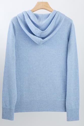 Image of JENNIE LIU Women's 100% Pure Cashmere Long Sleeve Zip Hoodie Cardigan Sweater