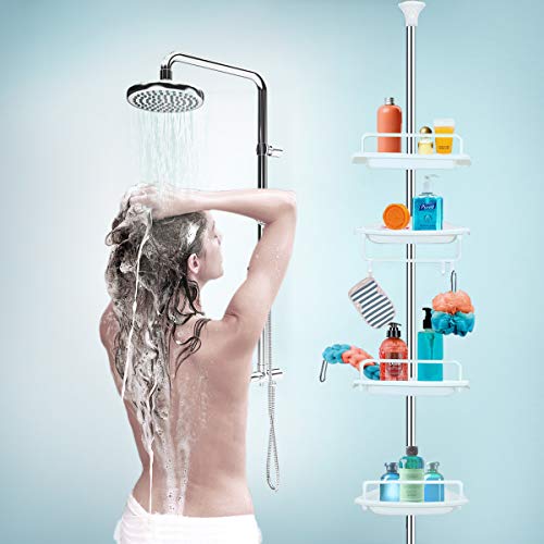 H&A Strong Shower Storage Caddy,SturdyTension Corner Pole Caddy,Commercial Grade Rustproof Bathroom Bathtub Adjustable