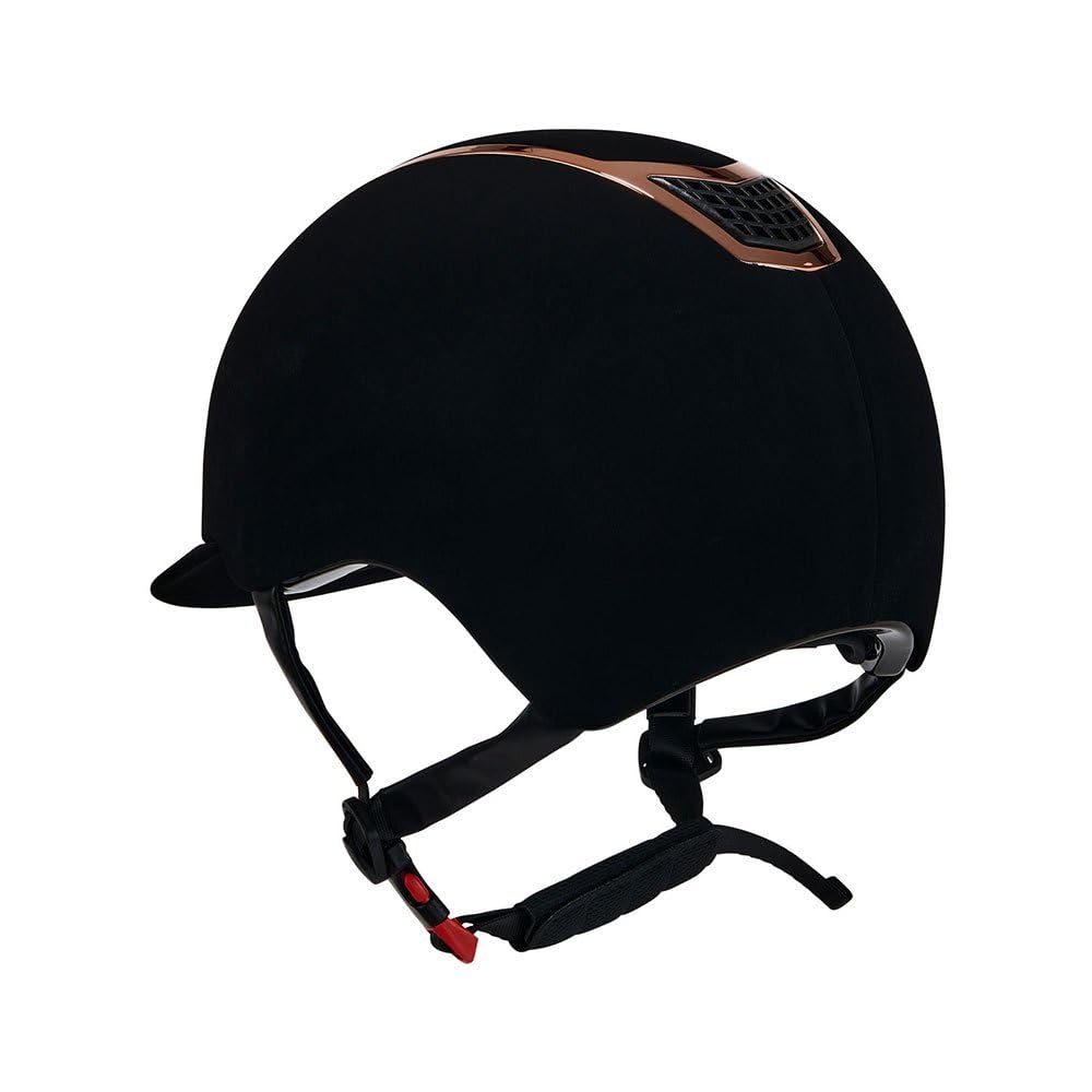 Casco Modello Eclipse Velluto Bronzo, Small, Nero-Oro Rosa, per Cavallerizzi, Unisex Giovani