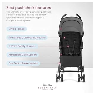 Silver Cross Essentials - Zest Pushchair - Foldable Travel Stroller - Everyday Travel Stroller - Buggy - Newborns to 4 Years - Space