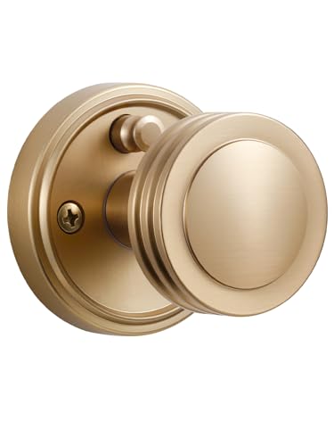 SORWDUERM 1 Pack Champagne Bronze Door Knob Privacy Door Knobs Door Handle Interior Door Knobs with Lock for Bedroom and Bathroom Zinc Alloy