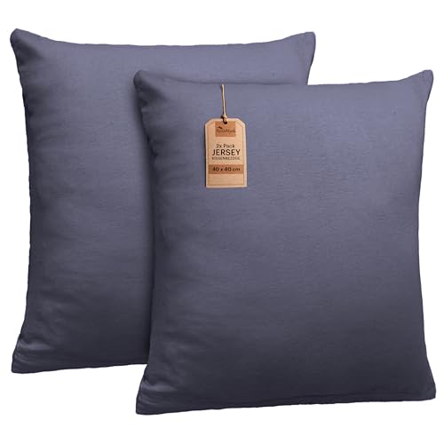 NatureMark 2er Set Jersey Kissenbezüge – Elastisch, weich, atmungsaktiv und hautfreundlich – Waschbare Kissenhülle - 40x40 - Anthrazit Grau NatureMark 2er Set Jersey Kissenbezüge – Elastisch, weich, atmungsaktiv und hautfreundlich – Waschbare Kissenhülle - 40x40 - Anthrazit Grau