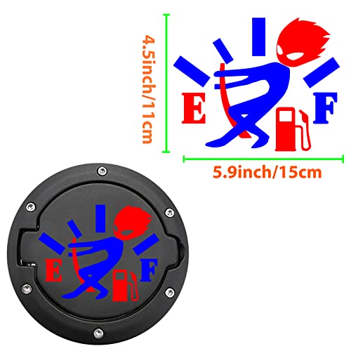 Image of 2 Pack 5.1 inch Reflective Funny Car Stickers, High Gas Consumption Decal, Angry Boy Adjusting Fuel Gauge, Fuel Gage Empty Stickers for Cars, Van, Trucks, Car Decals for Women Men