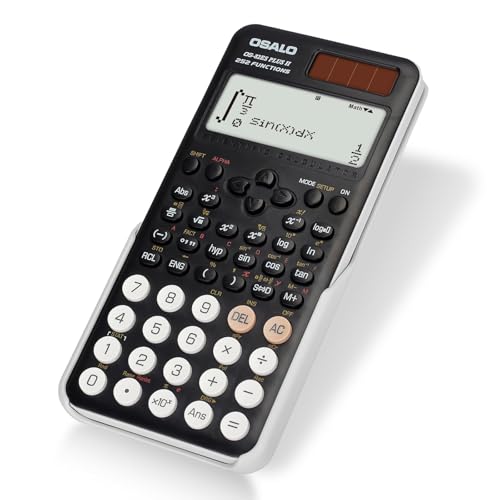 OSALO Wissenschaftlicher Taschenrechner 252 Funktionen 2-zeiliges geschriebenes Display mit Schiebedeckel für Schüler der Sekundarstufe (OS 82ES Plus 2nd Edition)