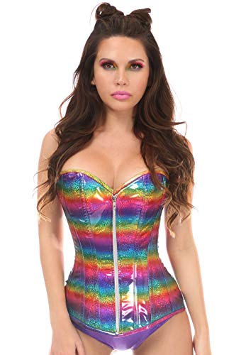 Daisy corsets Top Drawer Rainbow Glitter Steel Boned Corset