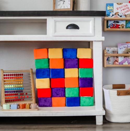 Image of The Original Premium Plush Building Block for Kids - Certified Safe Foam Blocks in Luxuriously Soft Fabric Covers (Classic Colors, Blocks)