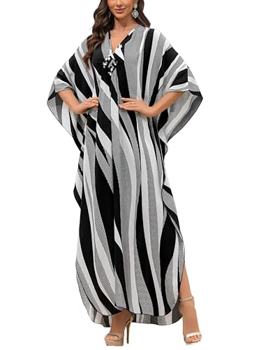 Image of KEYLORTING Plus Size Kaftan Dress Women, African Moo Moo Print Caftan, Batwing Dress, Beach Cover Up for Party and Loungewear