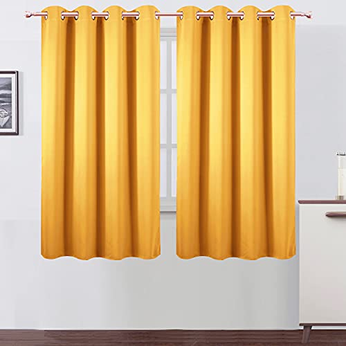Image of LEMOMO Yellow Blackout Curtains 66 x 63 Inch Length /Set of 2 Curtain Panels /Thermal Insulated Room Darkening Blackout Curtains for Bedroom