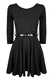 Funky Boutique Womens 3/4 Sleeve Skater Dress Black SM 8-10