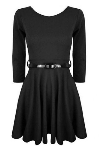 Hot Hanger Womens 3/4 Sleeve Skater Dress Black SM 8-10