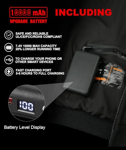 Wodesid RTPB-013 Heated Hoodie With Battery Pack 10000Mah Rechargeable thumb #3