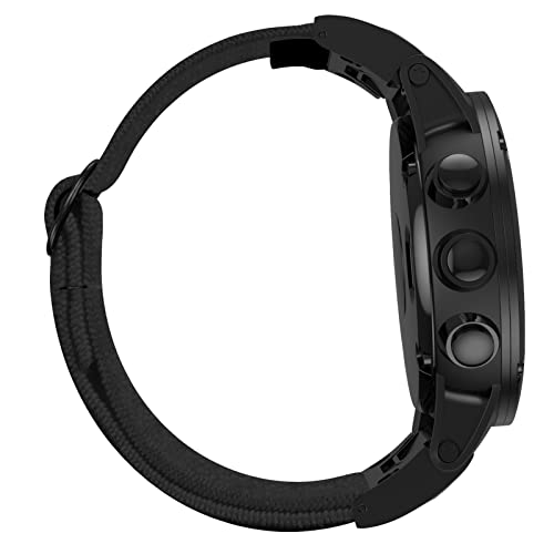 GSEED-Quickfit-Watchband-Strap-for-Garmin-Fenix-6-6X-Pro-5X-5-Plus-3HR-935-945-S60-Nylon-Loop-22-26mm-Elastic-Watch-Band-for-Fenix-7-7X-Wristband-Color-Black-White-Line-Size-26mm-Fenix-3-3HR