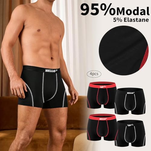 Men's Boxer Briefs 4-Pack - Ultra Soft Micro Modal Underwear - Breathable, Moisture-Wicking & Comfortable Multipack2