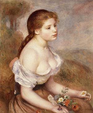 Peinture à l'huile de Renoir jeune fille aux marguerites une poésie bucolique chez vous