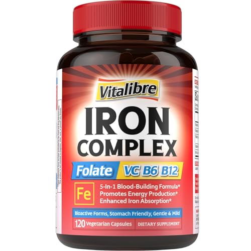 Iron Supplement for Women & Men, with Vitamins C, B6,...