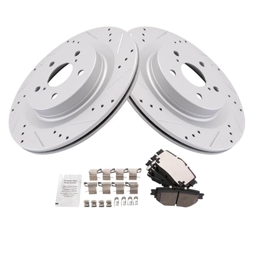 Image of TRQ Performance Rear Brake Pad and Rotor Set Ceramic G Coated Compatible with 2021-2022 Toyota Sienna